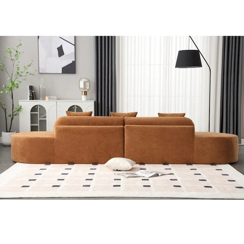 Canapé d'angle moderne en tissu éponge, aucun assemblage requis