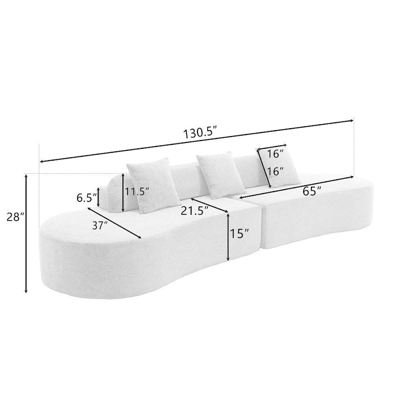 Canapé d'angle moderne en tissu éponge, aucun assemblage requis