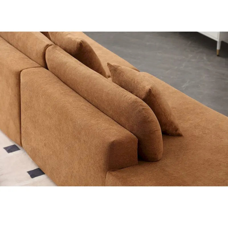 Canapé d'angle moderne en tissu éponge, aucun assemblage requis