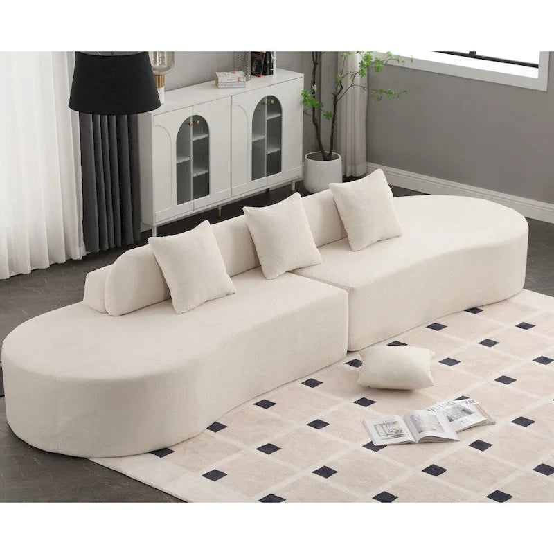 Canapé d'angle moderne en tissu éponge, aucun assemblage requis