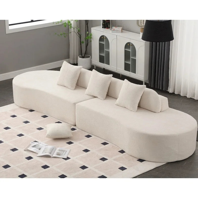 Canapé d'angle moderne en tissu éponge, aucun assemblage requis