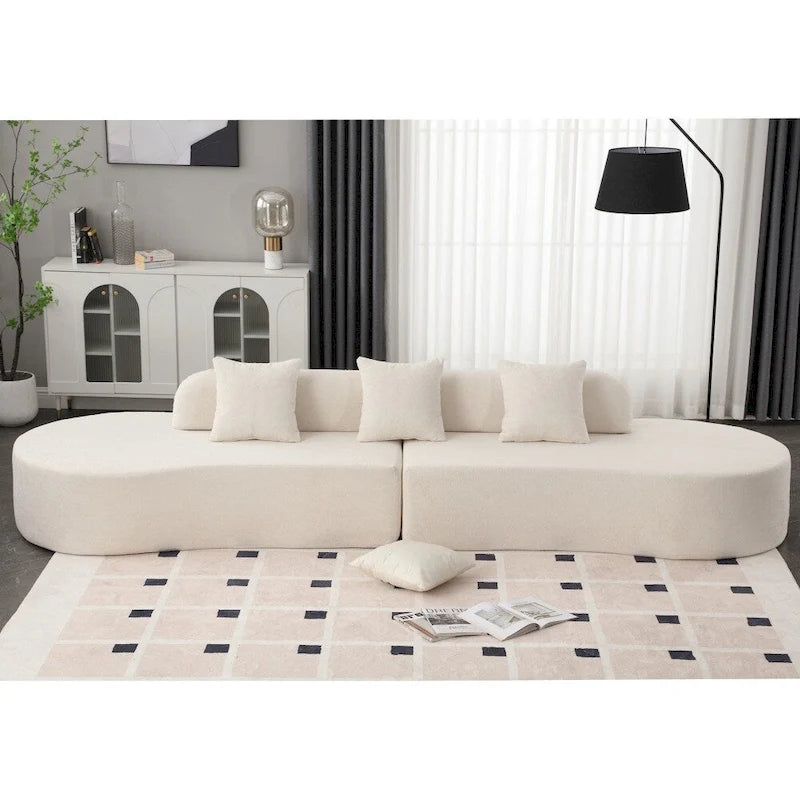 Canapé d'angle moderne en tissu éponge, aucun assemblage requis