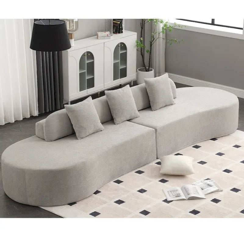 Canapé d'angle moderne en tissu éponge, aucun assemblage requis