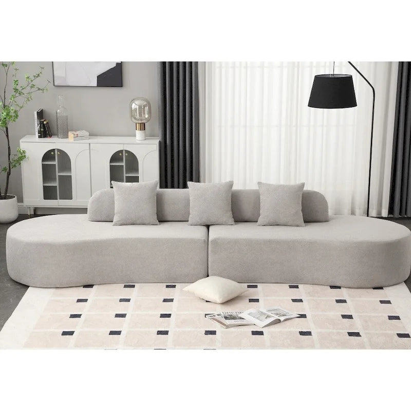 Canapé d'angle moderne en tissu éponge, aucun assemblage requis