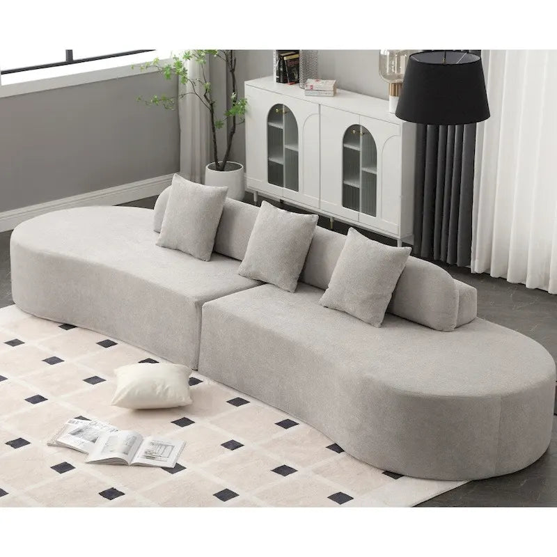 Canapé d'angle moderne en tissu éponge, aucun assemblage requis