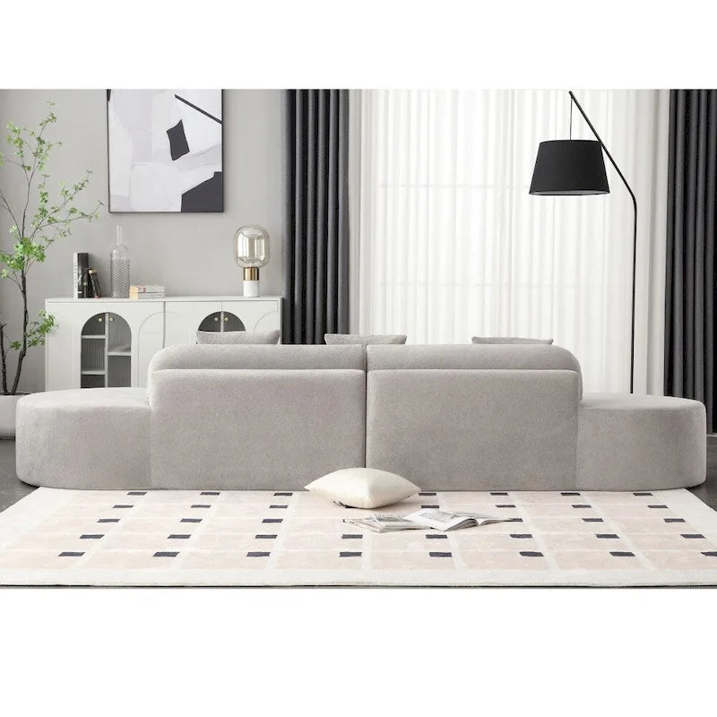 Canapé d'angle moderne en tissu éponge, aucun assemblage requis