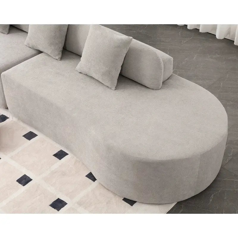 Canapé d'angle moderne en tissu éponge, aucun assemblage requis