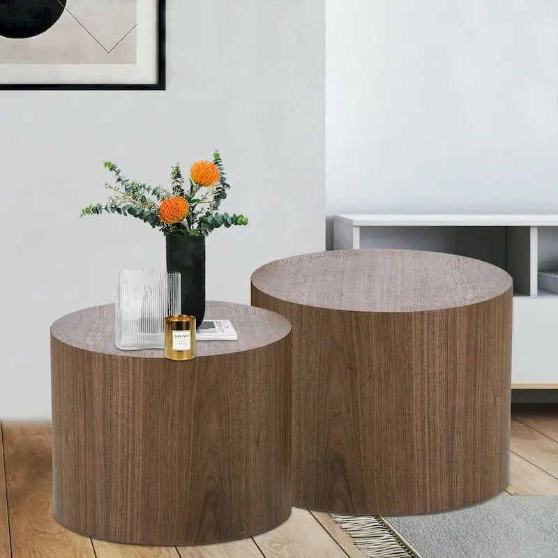 Table basse d'appoint en placage - lot de 2