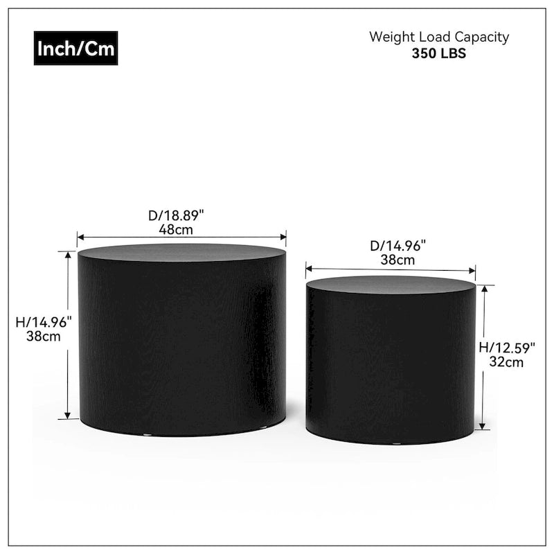 Table basse d'appoint en placage - lot de 2