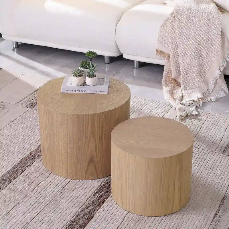 Table basse d'appoint en placage - lot de 2