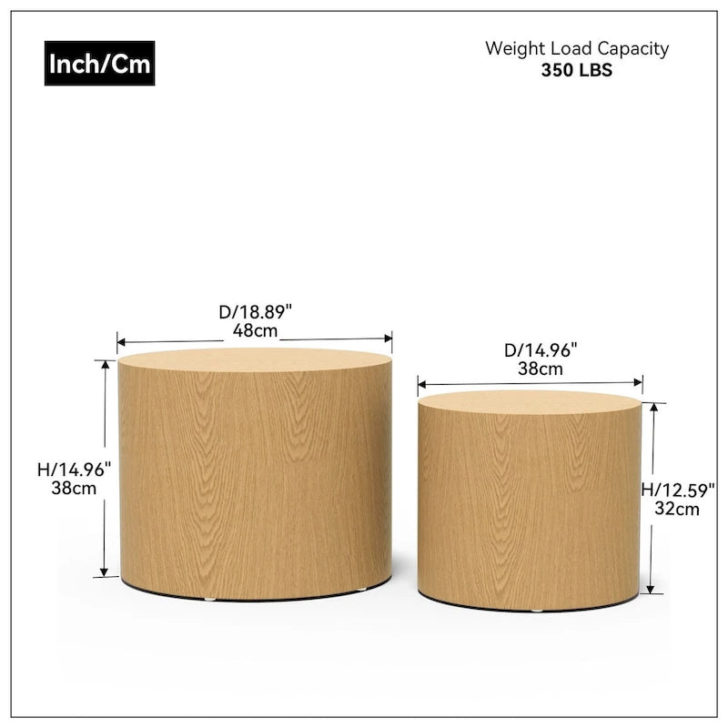 Table basse d'appoint en placage - lot de 2