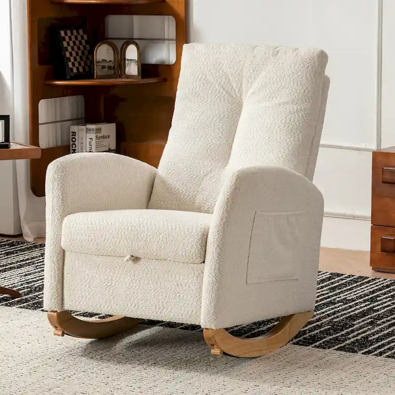 Fauteuil à bascule d'appoint avec repose-pieds et dossier haut
