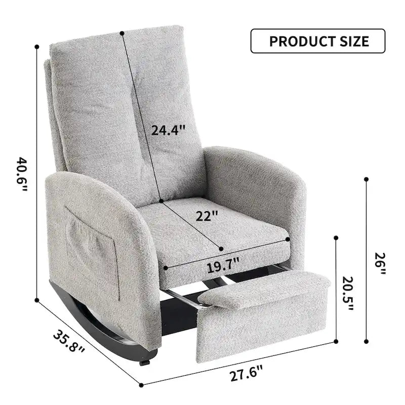 Fauteuil à bascule d'appoint avec repose-pieds et dossier haut