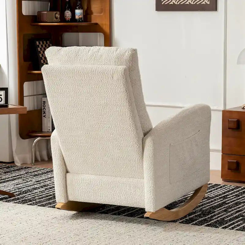 Fauteuil à bascule d'appoint avec repose-pieds et dossier haut
