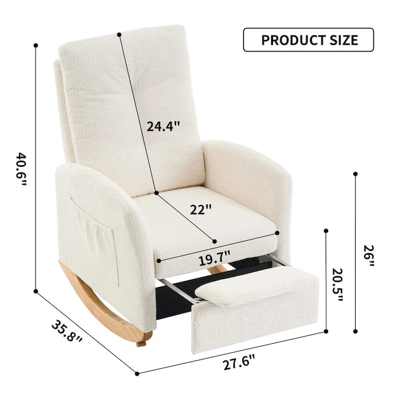 Fauteuil à bascule d'appoint avec repose-pieds et dossier haut