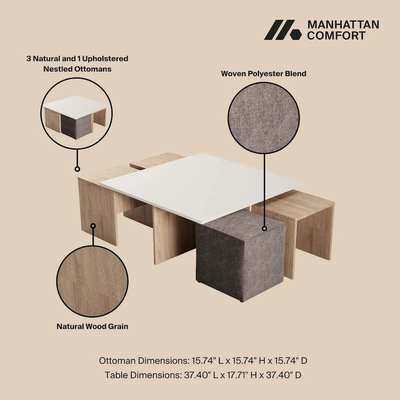 Table basse gigogne Manhattan Comfort Haley de style milieu de siècle