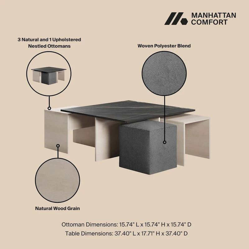 Table basse gigogne Manhattan Comfort Haley de style milieu de siècle