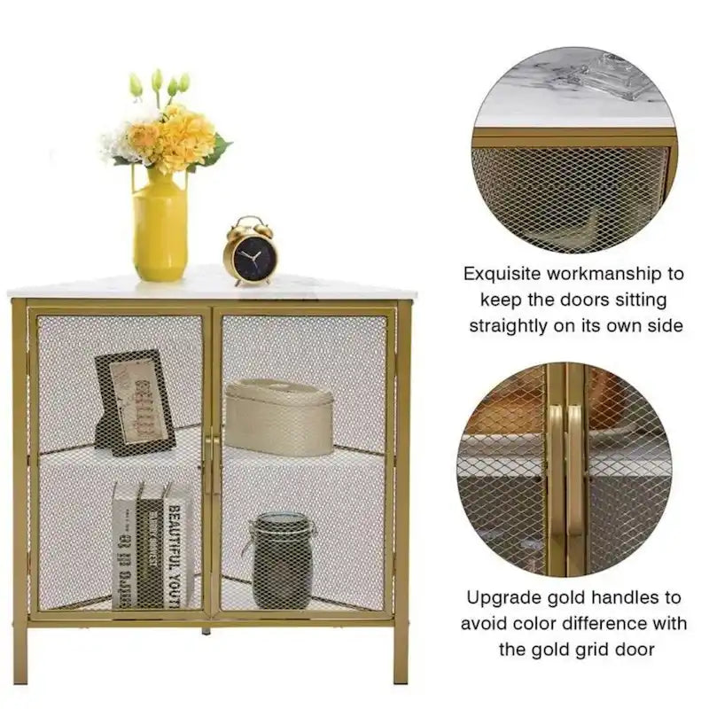 Table d'angle Javlergo, étagère de rangement moderne triangulaire à 3 niveaux avec 2 portes pour salon, chambre et bureau