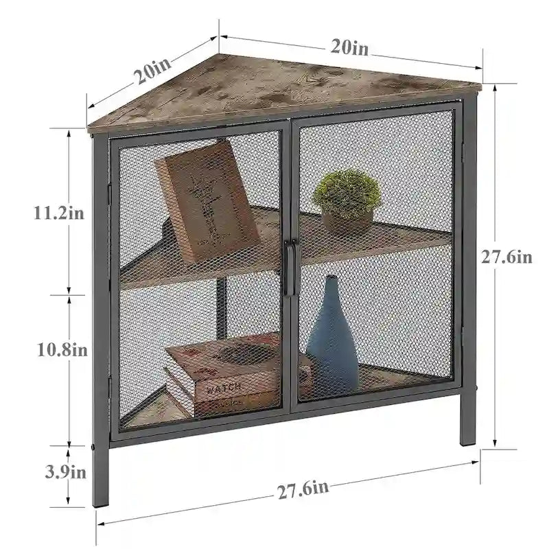 Table d'angle Javlergo, étagère de rangement moderne triangulaire à 3 niveaux avec 2 portes pour salon, chambre et bureau