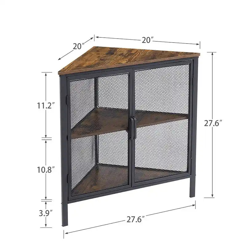 Table d'angle Javlergo, étagère de rangement moderne triangulaire à 3 niveaux avec 2 portes pour salon, chambre et bureau