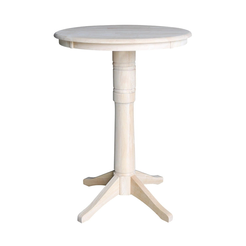 Table de bar pied central ronde 76 cm avec 2 tabourets Madrid - Non fini - Ensemble 3 pièces