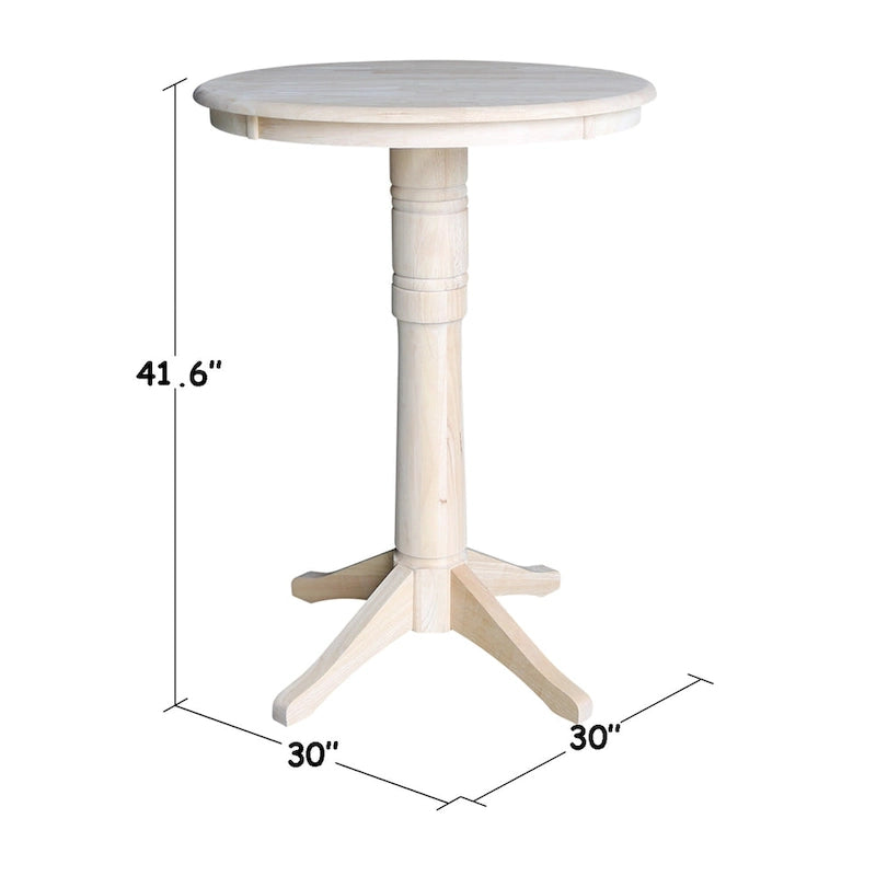 Table de bar pied central ronde 76 cm avec 2 tabourets Madrid - Non fini - Ensemble 3 pièces