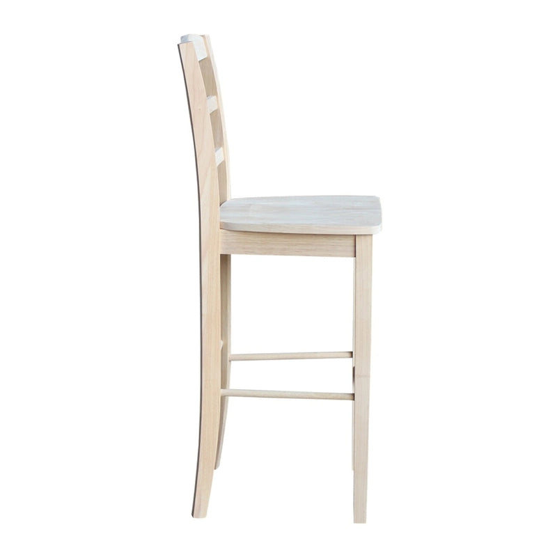 Table de bar pied central ronde 76 cm avec 2 tabourets Madrid - Non fini - Ensemble 3 pièces