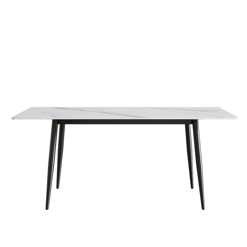 Ensemble table à manger rectangulaire en marbre de style milieu de siècle 79 pour 6-8 personnes