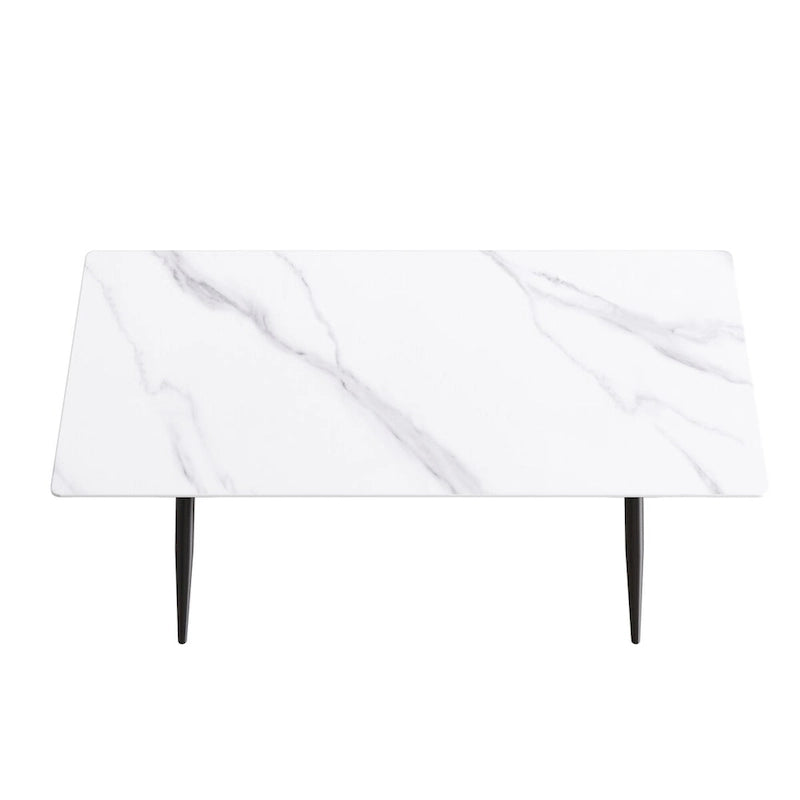 Ensemble table à manger rectangulaire en marbre de style milieu de siècle 79 pour 6-8 personnes