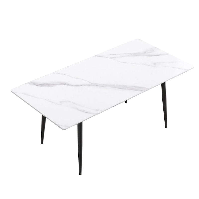 Ensemble table à manger rectangulaire en marbre de style milieu de siècle 79 pour 6-8 personnes