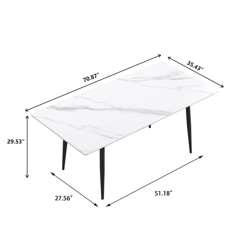 Ensemble table à manger rectangulaire en marbre de style milieu de siècle 79 pour 6-8 personnes