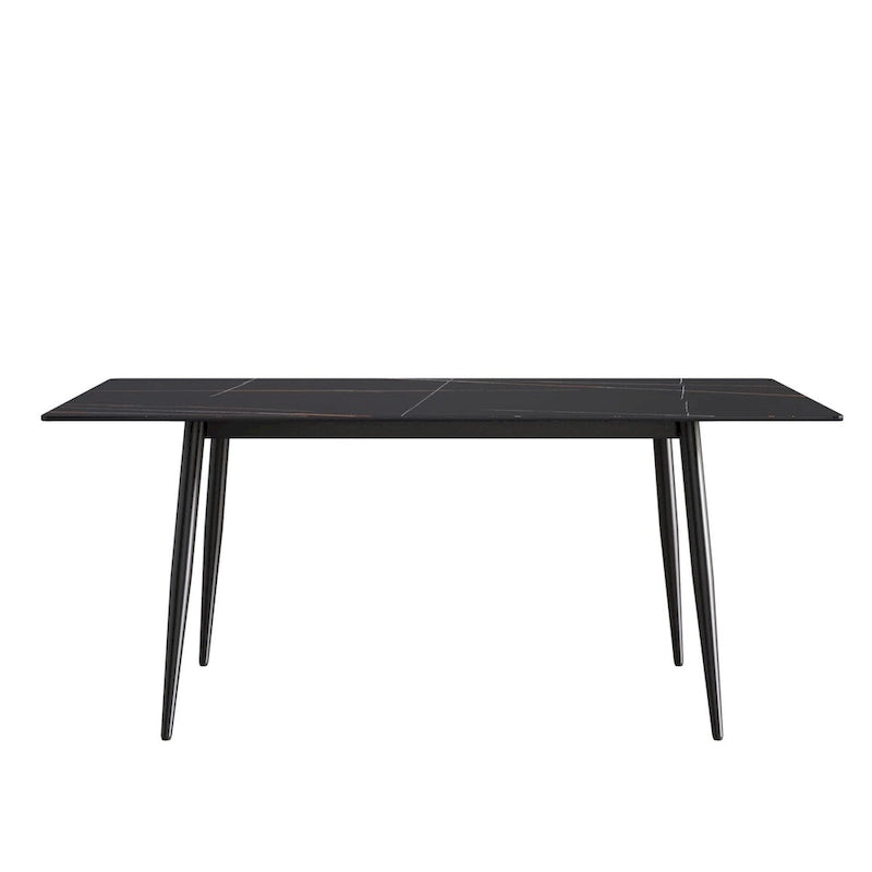 Ensemble table à manger rectangulaire en marbre de style milieu de siècle 79 pour 6-8 personnes