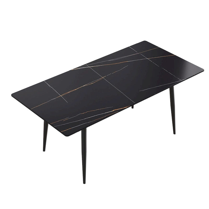 Ensemble table à manger rectangulaire en marbre de style milieu de siècle 79 pour 6-8 personnes