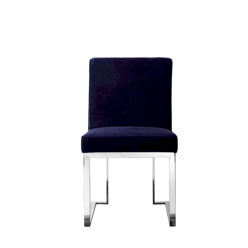 Chaise de salle à manger Boly 19 pouces, lot de 2, velours bleu marine, mousse, acier chromé