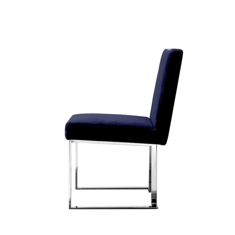Chaise de salle à manger Boly 19 pouces, lot de 2, velours bleu marine, mousse, acier chromé