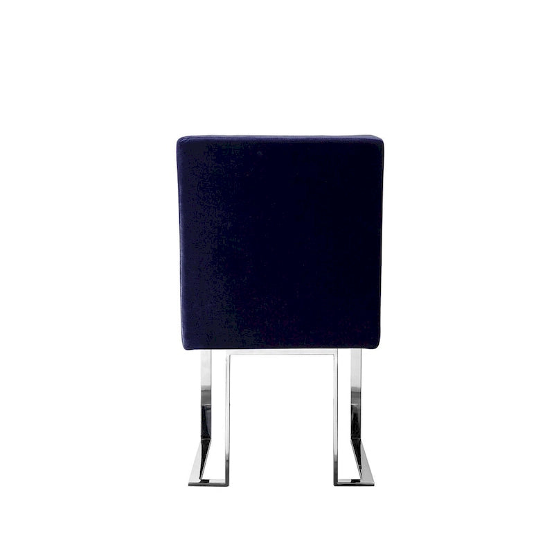Chaise de salle à manger Boly 19 pouces, lot de 2, velours bleu marine, mousse, acier chromé