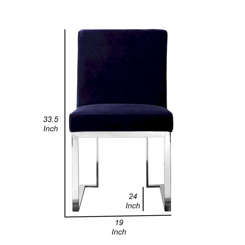 Chaise de salle à manger Boly 19 pouces, lot de 2, velours bleu marine, mousse, acier chromé