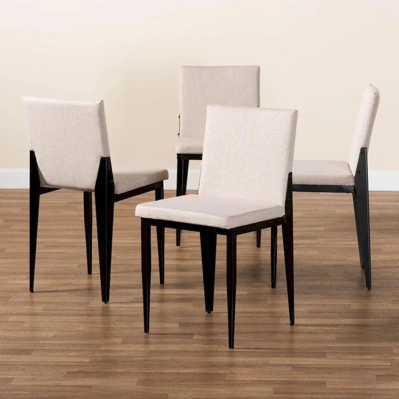 Ensemble de 4 chaises de salle à manger Bishop en tissu industriel et métal