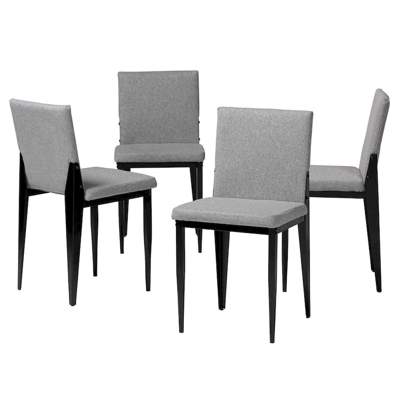 Ensemble de 4 chaises de salle à manger Bishop en tissu industriel et métal