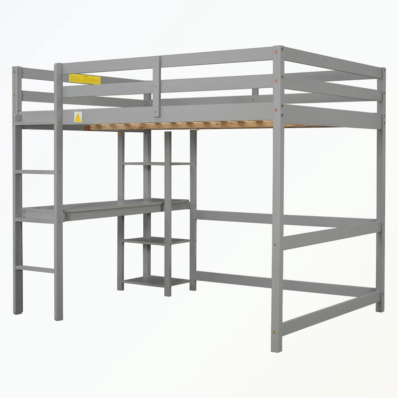 Lit mezzanine complet avec bureau et étagères