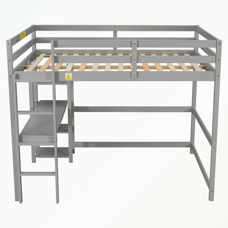 Lit mezzanine complet avec bureau et étagères