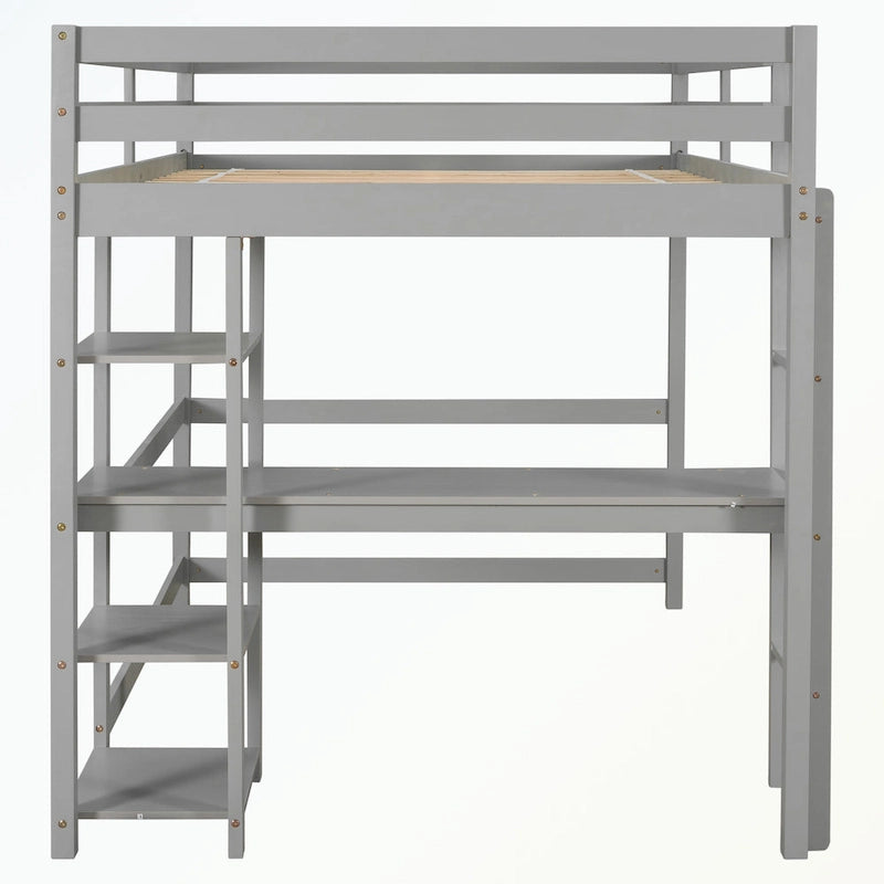 Lit mezzanine complet avec bureau et étagères