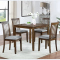 Ensemble de salle à manger moderne 5 pièces, table à manger carrée en bois avec 4 chaises rembourrées pour cuisine, salle à manger