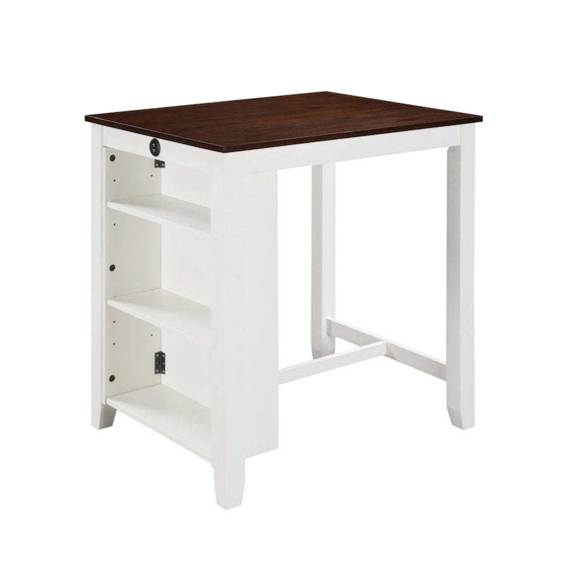 Graham Ensemble table de salle à manger à hauteur de comptoir 3 pièces avec étagères et 2 chaises pour petits espaces
