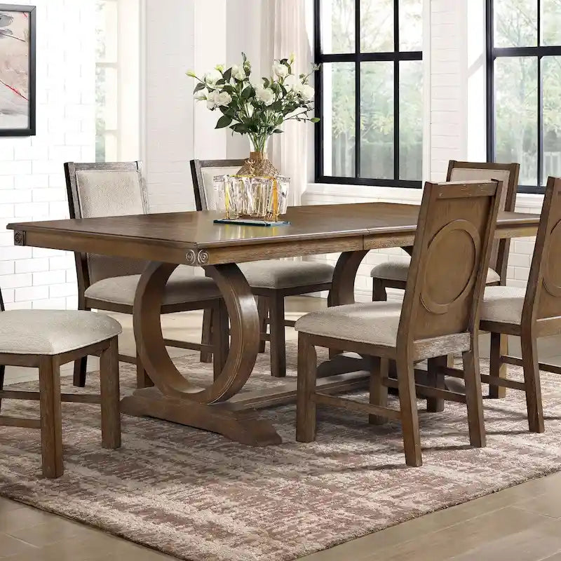 Table à manger extensible Agio de 213 cm, transitionnelle, marron, par Furniture of America