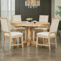 Ensemble de salle à manger 5 pièces, table ronde extensible et 4 chaises rembourrées, ensemble de salle à manger style ferme pour cuisine, salle à manger