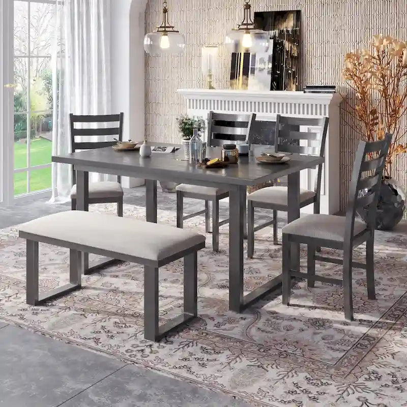 Ensemble de salle à manger 5 pièces de style ferme Table rectangulaire Chaise