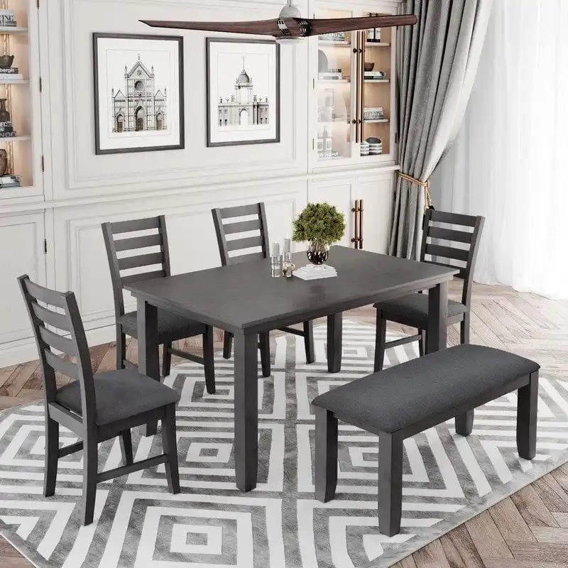 Ensemble de salle à manger 5 pièces de style ferme Table rectangulaire Chaise