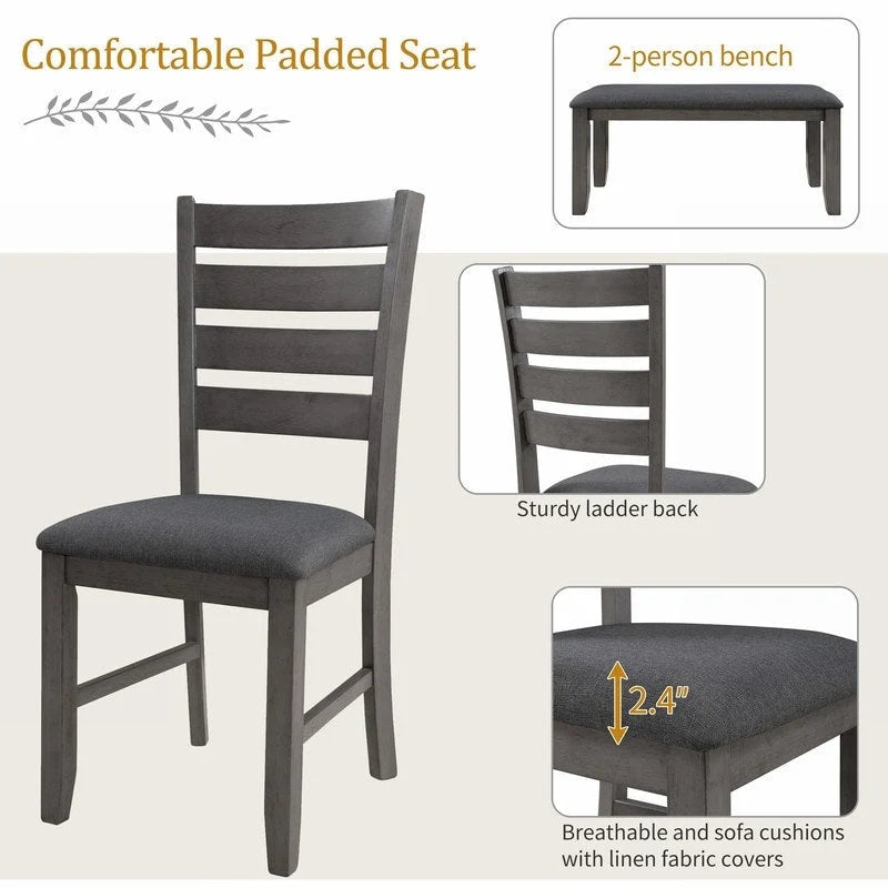 Ensemble de salle à manger 5 pièces de style ferme Table rectangulaire Chaise