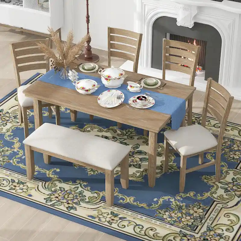 Ensemble de salle à manger 5 pièces de style ferme Table rectangulaire Chaise